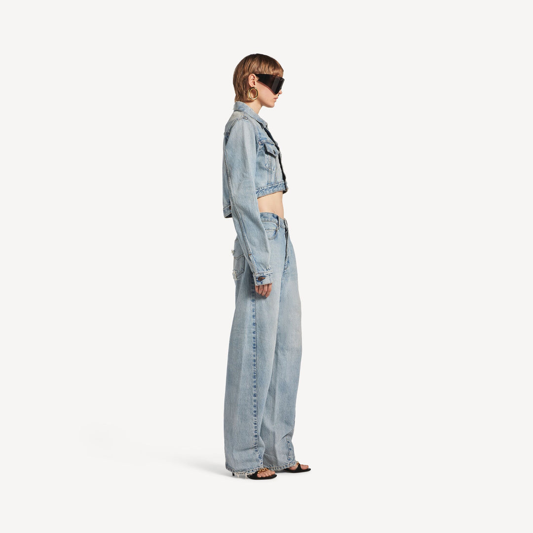 BALENCIAGA - Women's Twisted Seam Jeans in Bleach Light Bleu