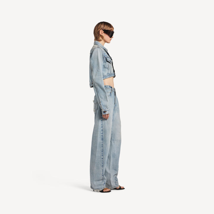 BALENCIAGA - Women's Twisted Seam Jeans in Bleach Light Bleu