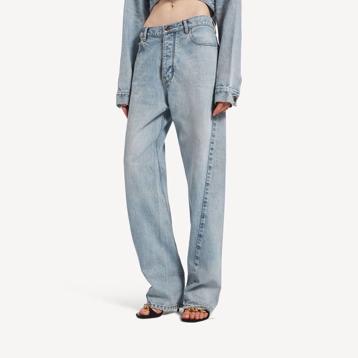BALENCIAGA - Women's Twisted Seam Jeans in Bleach Light Bleu