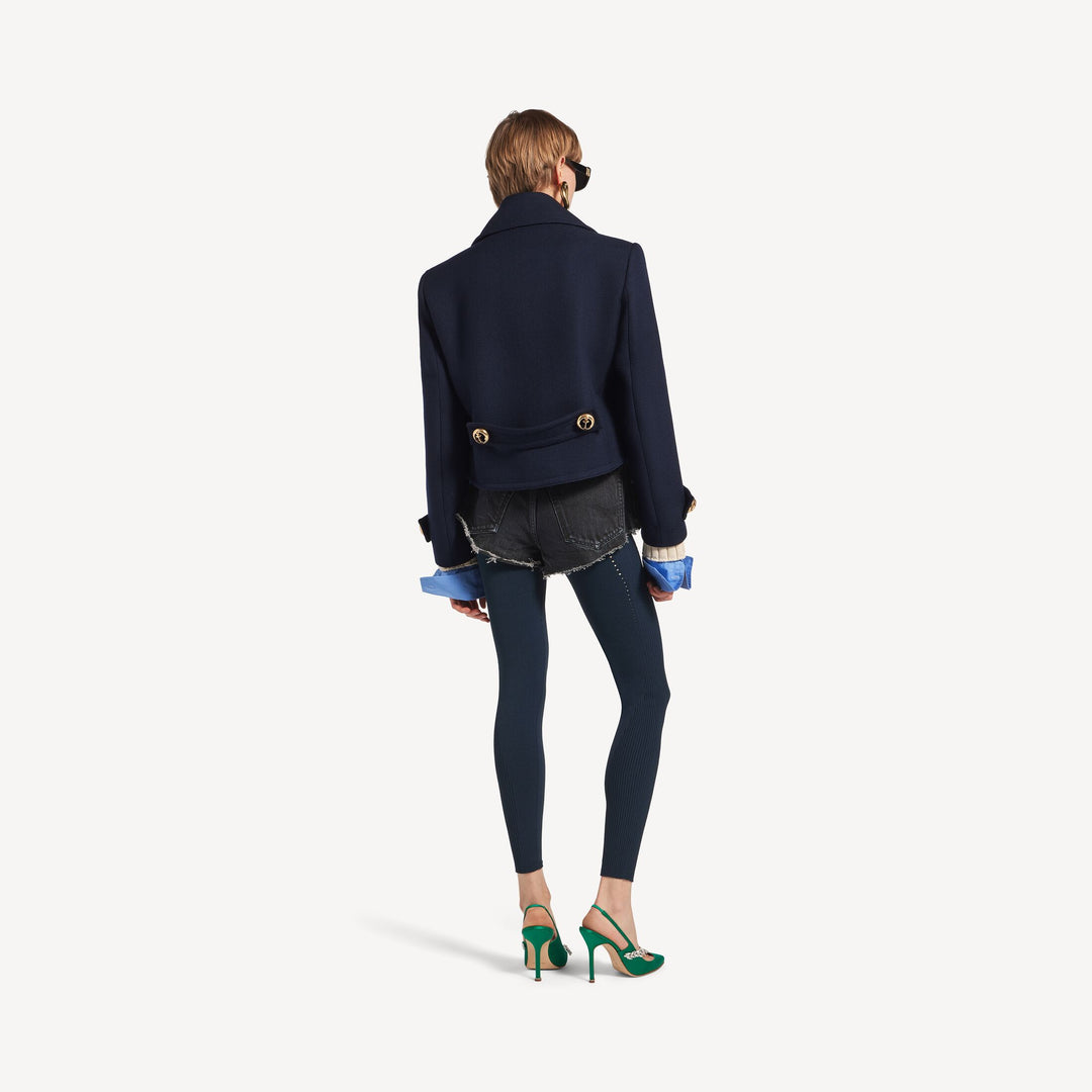 BALENCIAGA - Caban Court pour Femme en Bleu Marine