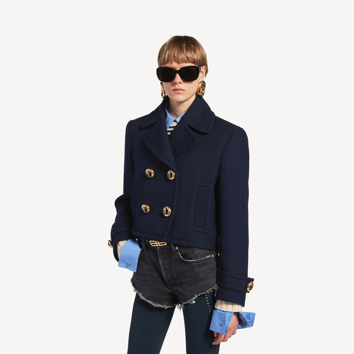 BALENCIAGA - Caban Court pour Femme en Bleu Marine