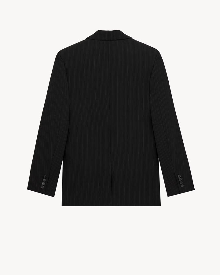 SAINT LAURENT - Veste à double boutonnage en laine à fines rayures