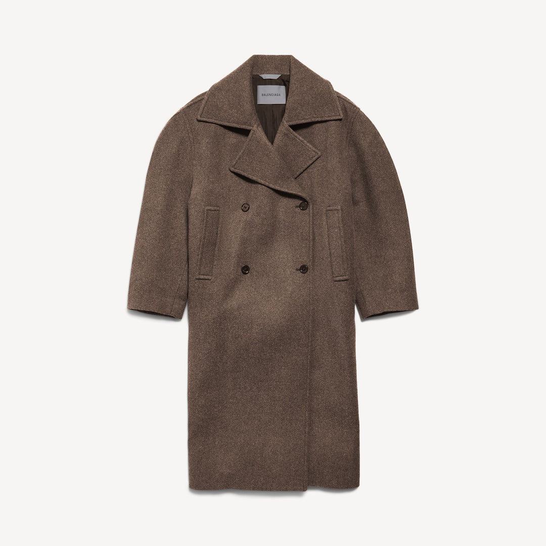 BALENCIAGA - Women's Long Cocoon Coat in Dark Brown