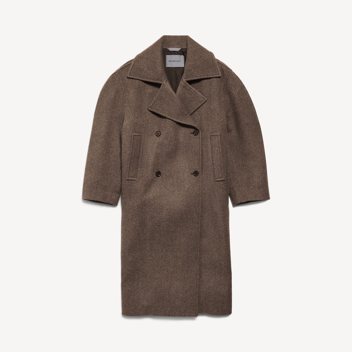 BALENCIAGA - Women's Long Cocoon Coat in Dark Brown