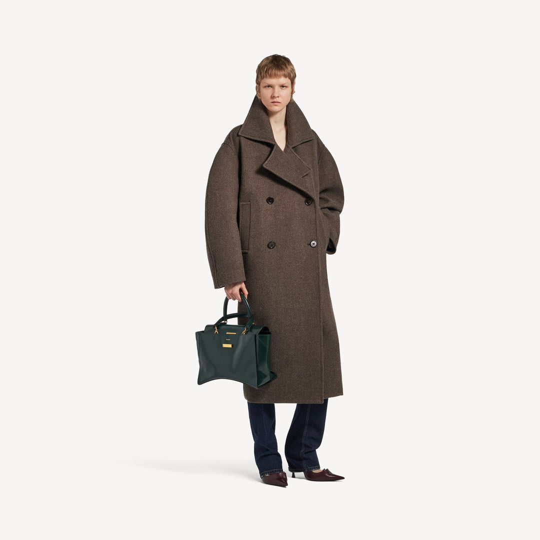 BALENCIAGA - Women's Long Cocoon Coat in Dark Brown