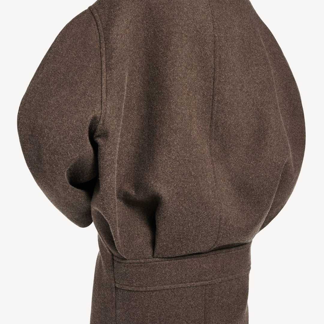 BALENCIAGA - Women's Long Cocoon Coat in Dark Brown