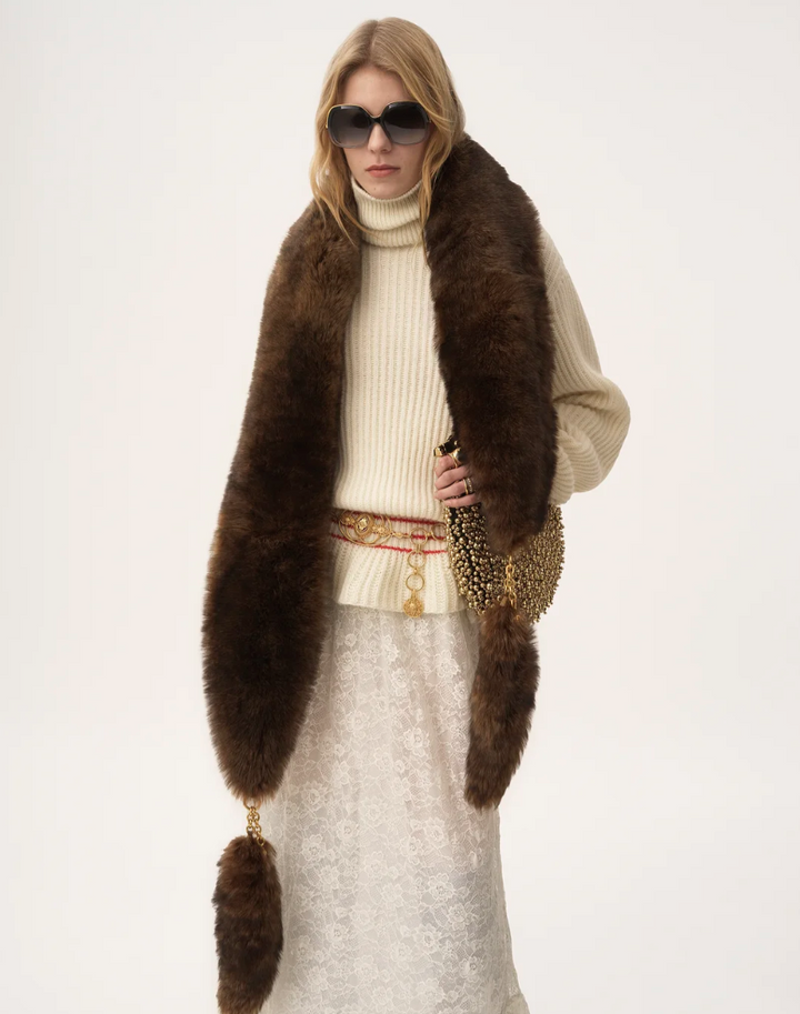 CHLOÉ - Écharpe Chain Tails en shearling