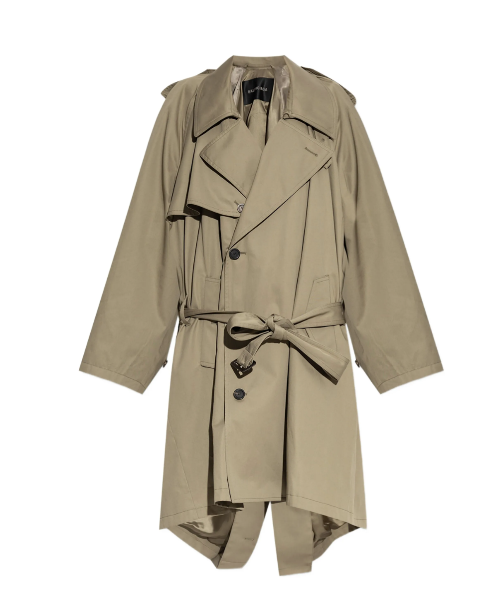 BALENIAGA - Trench beige à double boutonnage en coton