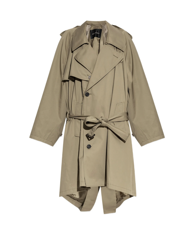 BALENIAGA - Trench beige à double boutonnage en coton