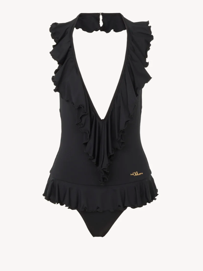 CHLOE - MAILLOT DE BAIN UNE PIECE COL V A VOLANTS