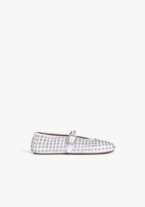ALAIA - Ballerines en cuir à strass