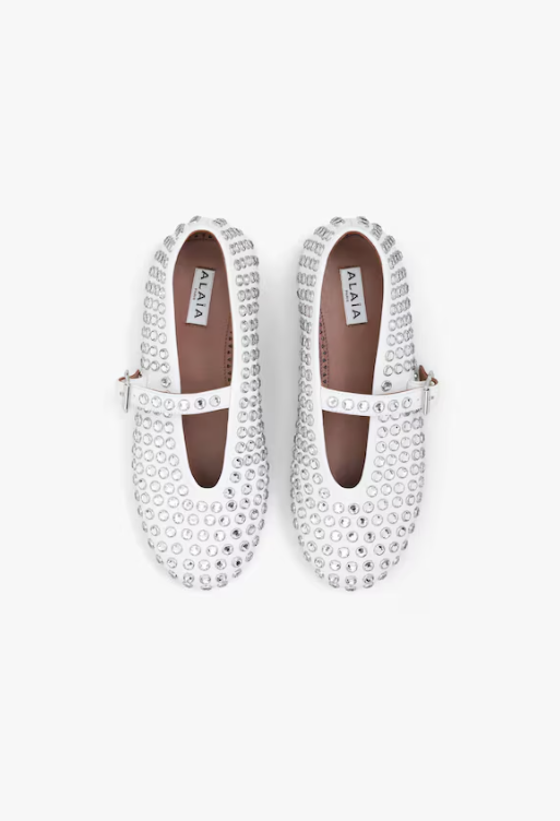 ALAIA - Ballerines en cuir à strass