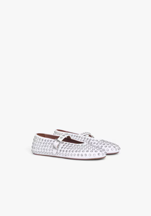 ALAIA - Ballerines en cuir à strass