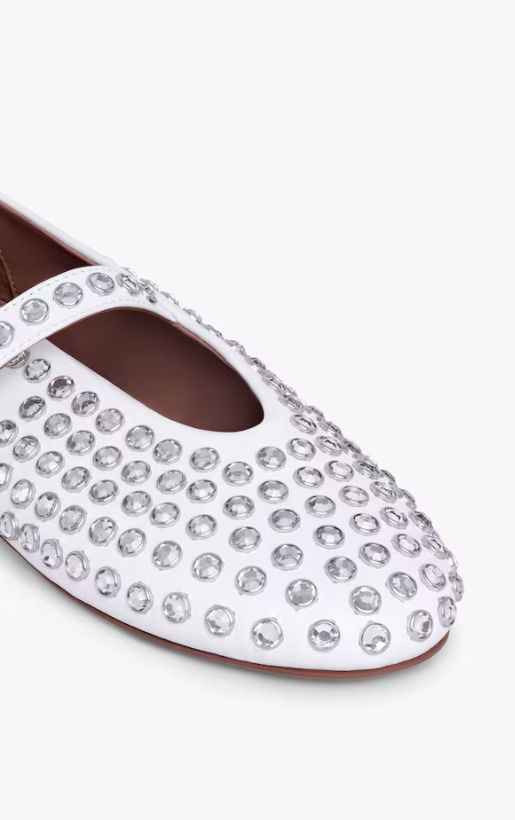 ALAIA - Ballerines en cuir à strass