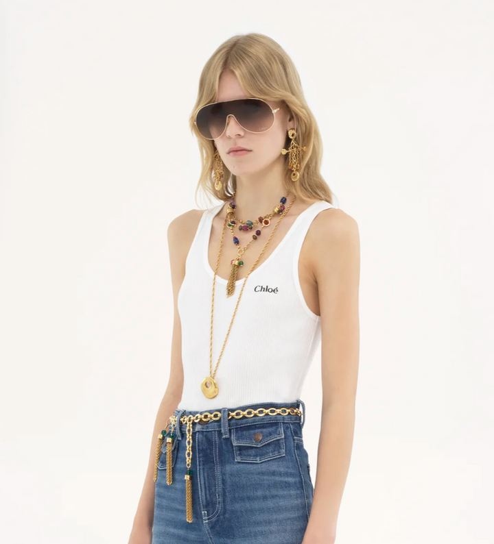 CHLOÉ - Top sans manches en jersey à logo