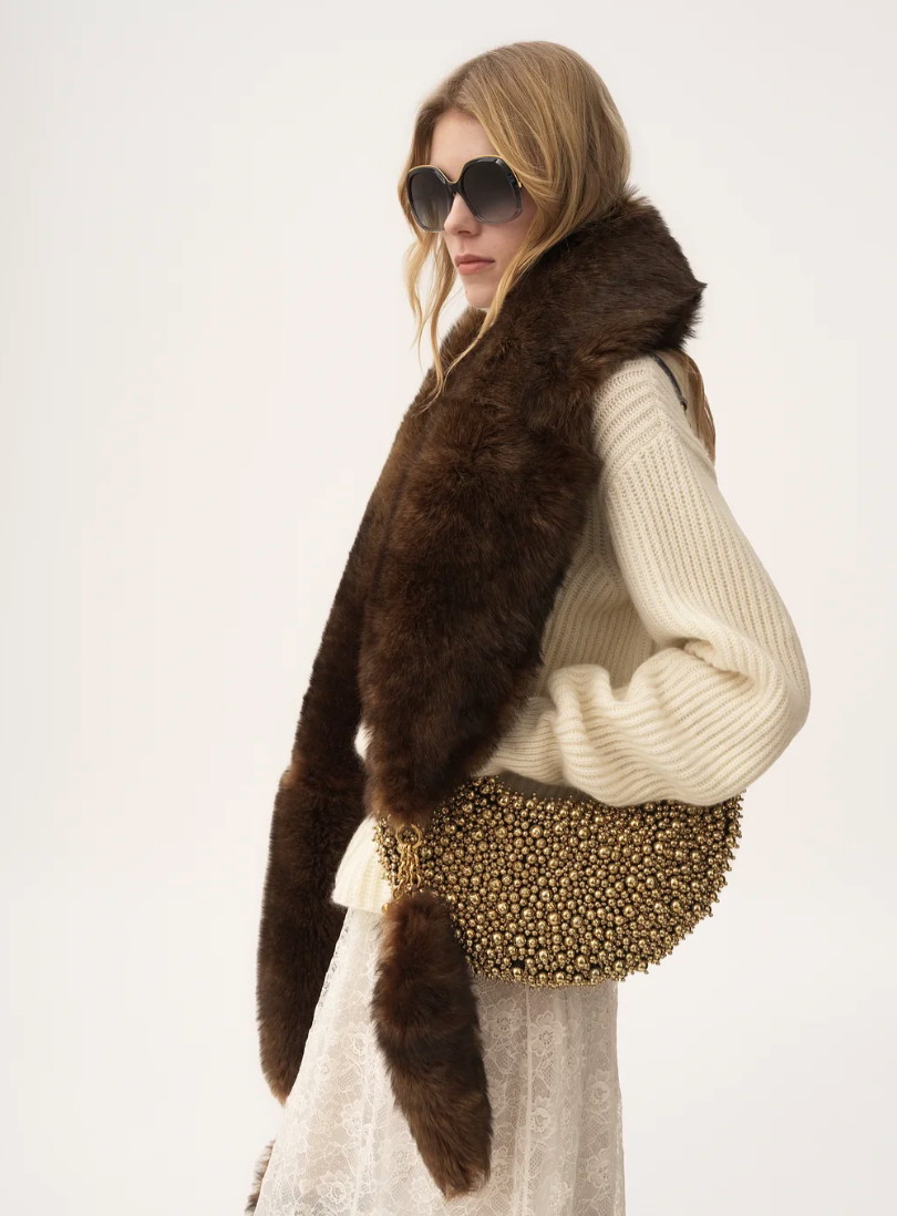 CHLOÉ - Écharpe Chain Tails en shearling