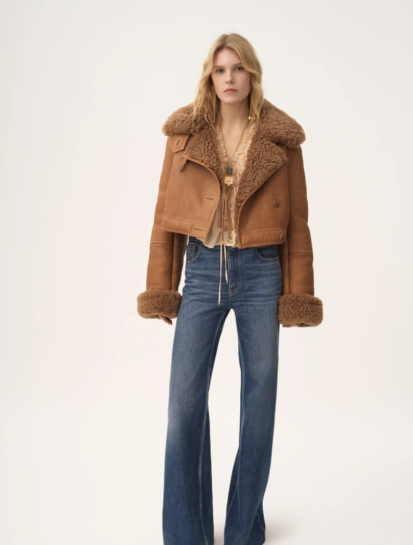 CHLOÉ - Veste courte droite en cuir