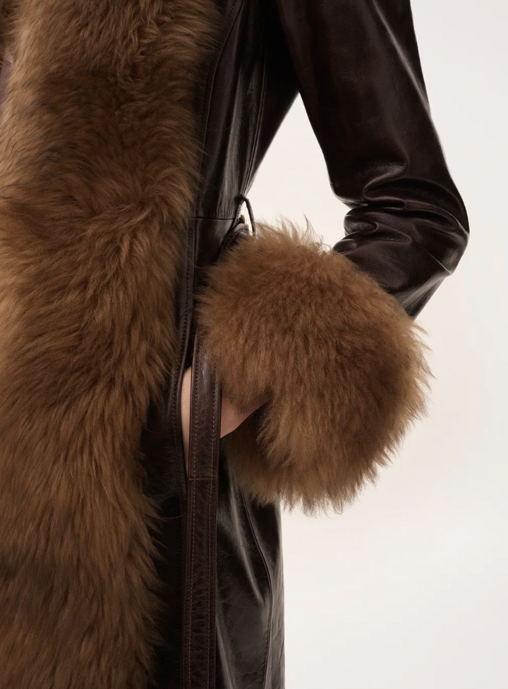 CHLOÉ - Manteau long droit en cuir