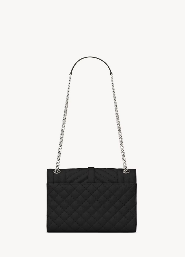 SAINT LAURENT - ENVELOPE MEDIUM EN CUIR MATELASSÉ GRAIN DE POUDRE