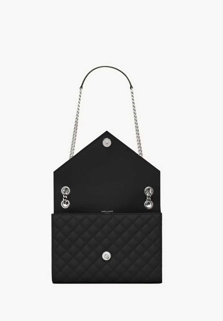 SAINT LAURENT - ENVELOPE MEDIUM EN CUIR MATELASSÉ GRAIN DE POUDRE