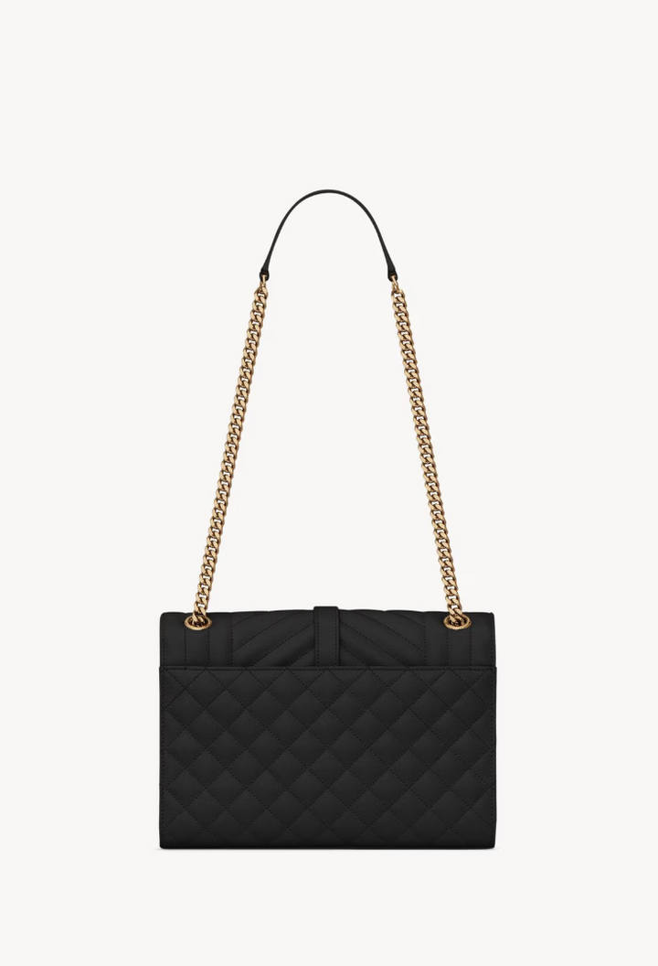 SAINT LAURENT - ENVELOPE MEDIUM EN CUIR MATELASSÉ GRAIN DE POUDRE