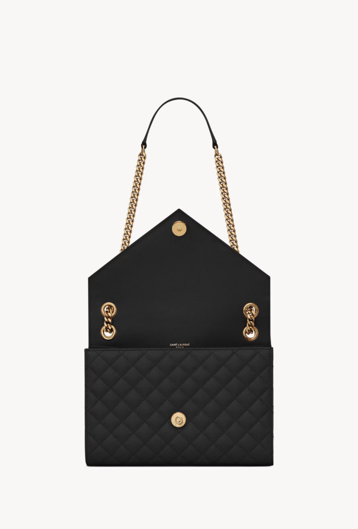 SAINT LAURENT - ENVELOPE MEDIUM EN CUIR MATELASSÉ GRAIN DE POUDRE