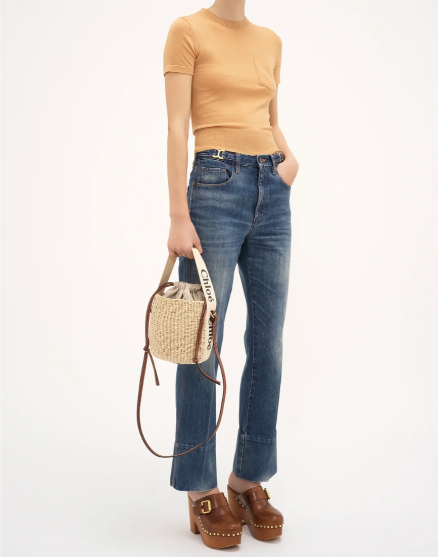 CHLOÉ - Petit panier Woody en fibres naturelles