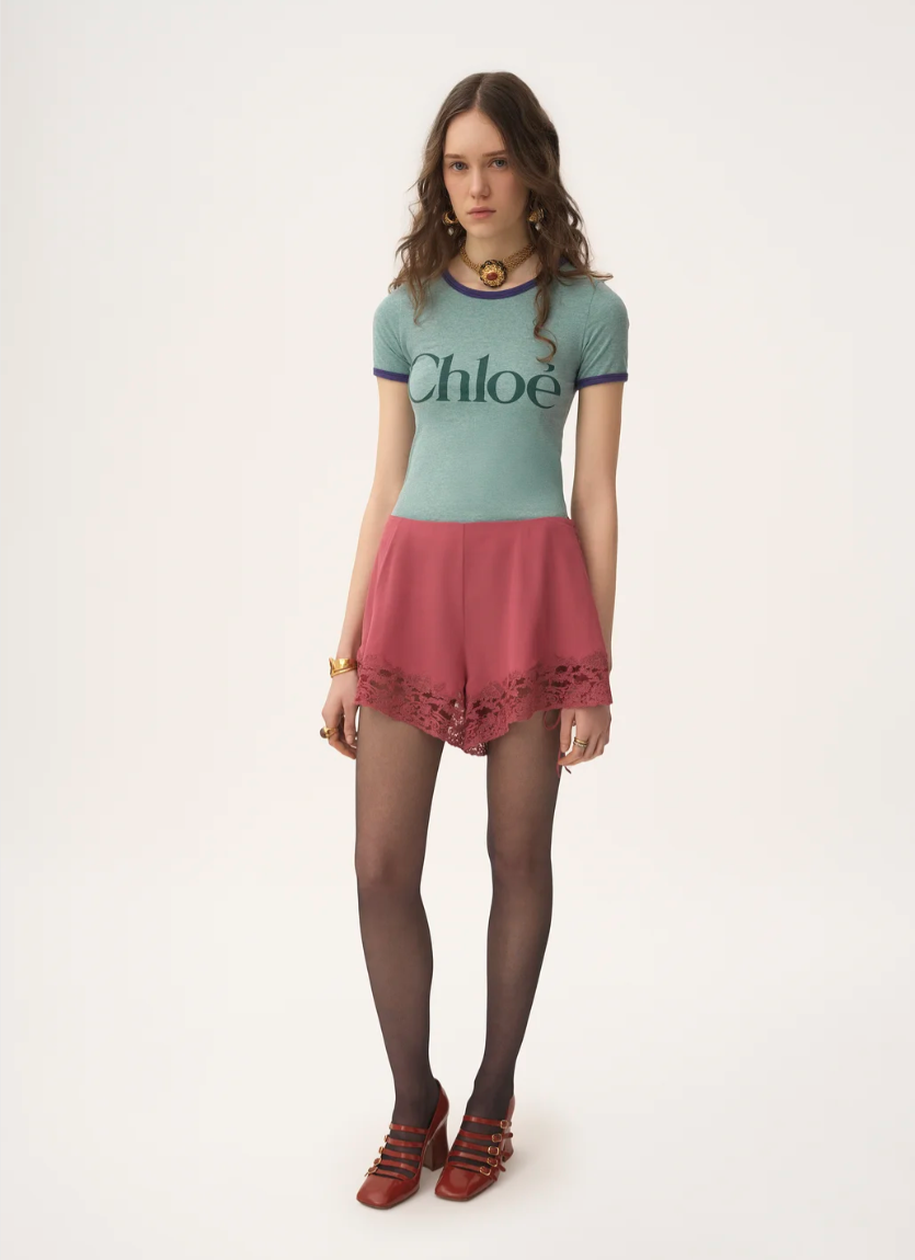 CHLOÉ - T-shirt ajusté en jersey de coton mélangé à logo