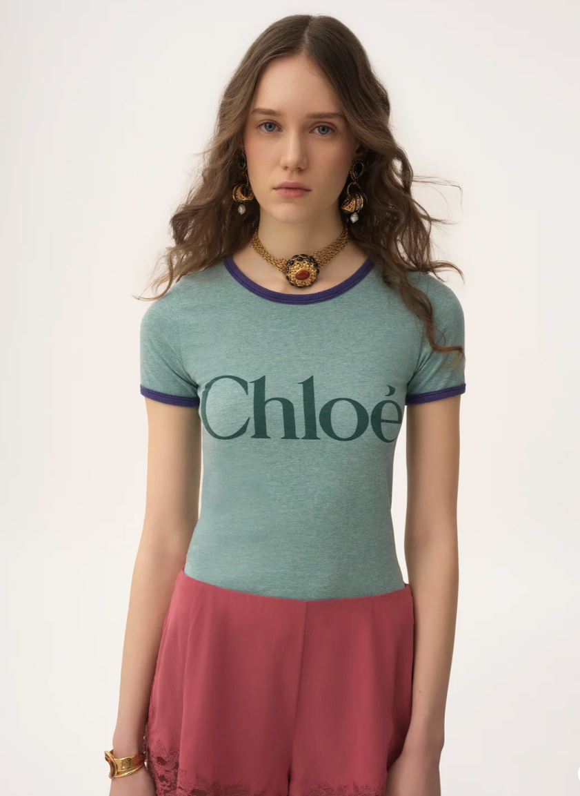CHLOÉ - T-shirt ajusté en jersey de coton mélangé à logo