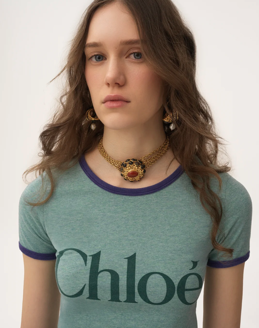 CHLOÉ - T-shirt ajusté en jersey de coton mélangé à logo
