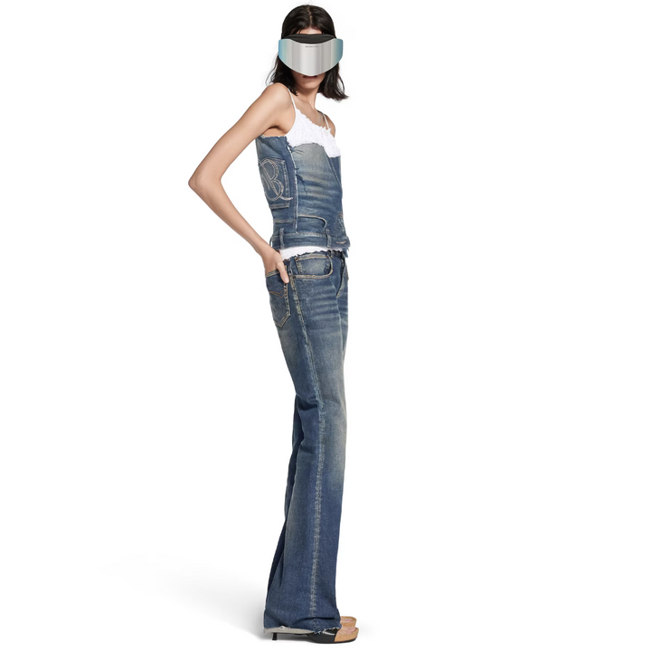 BALENCIAGA - Women's Slim Fit Bootcut Pants in Dark Blue