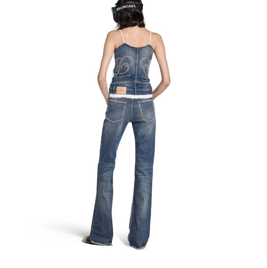 BALENCIAGA - Women's Slim Fit Bootcut Pants in Dark Blue