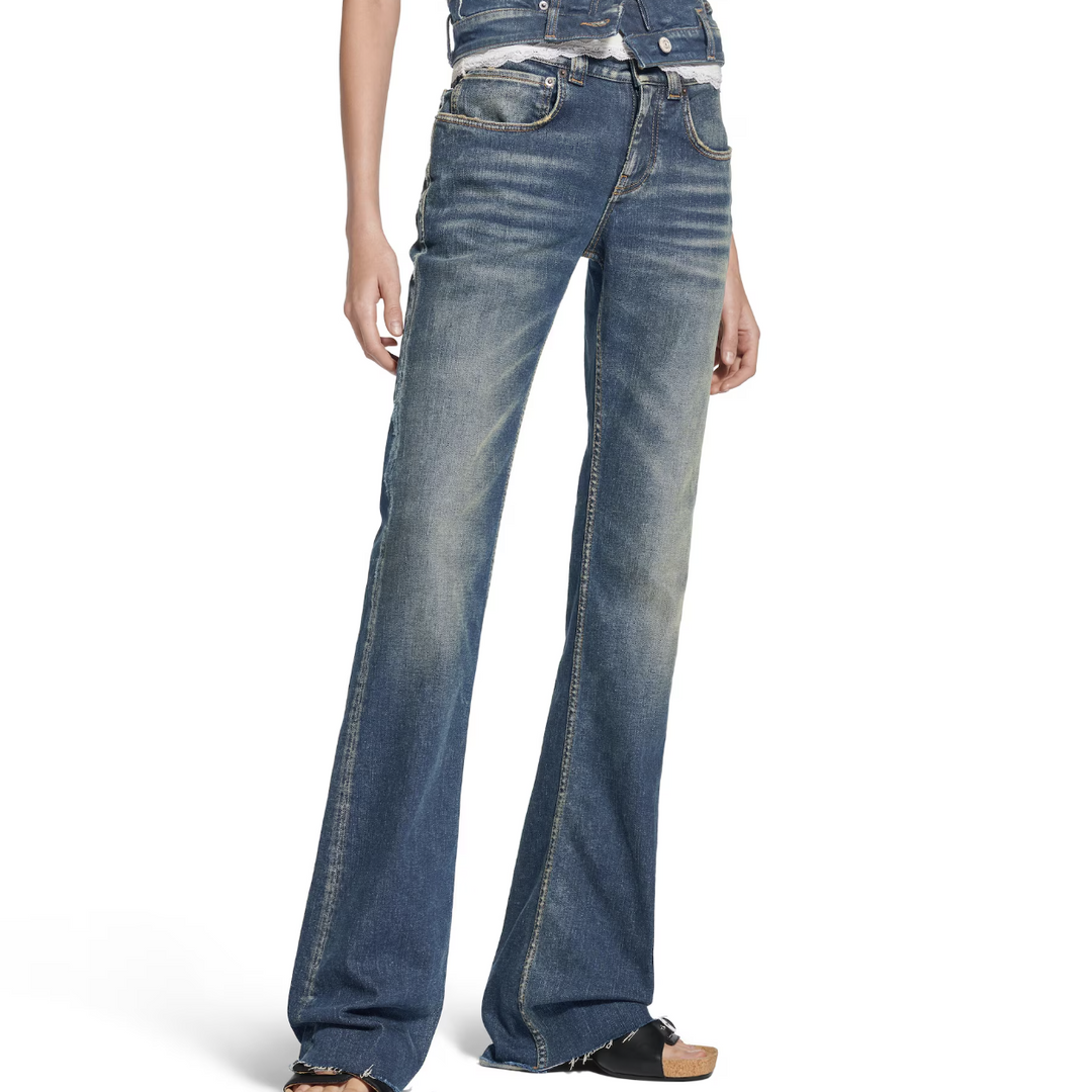 BALENCIAGA - Women's Slim Fit Bootcut Pants in Dark Blue