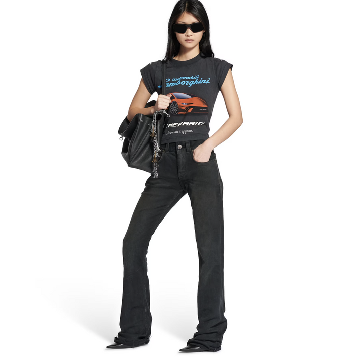 BALENCIAGA - Women's Slim Fit Bootcut Pants in Black/green/red