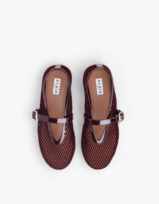 ALAÏA - BALLERINES EN RÉSILLE EFFET VELOURS