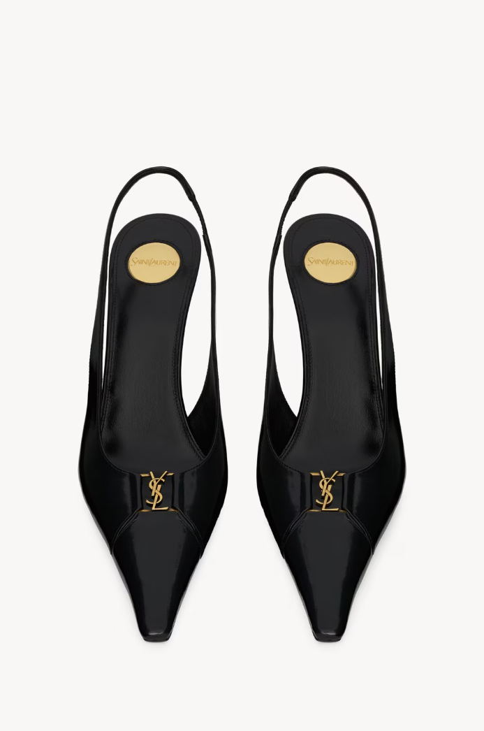 SAINT LAURENT - BABYLONE BRETEUIL slingbacks en cuir lisse