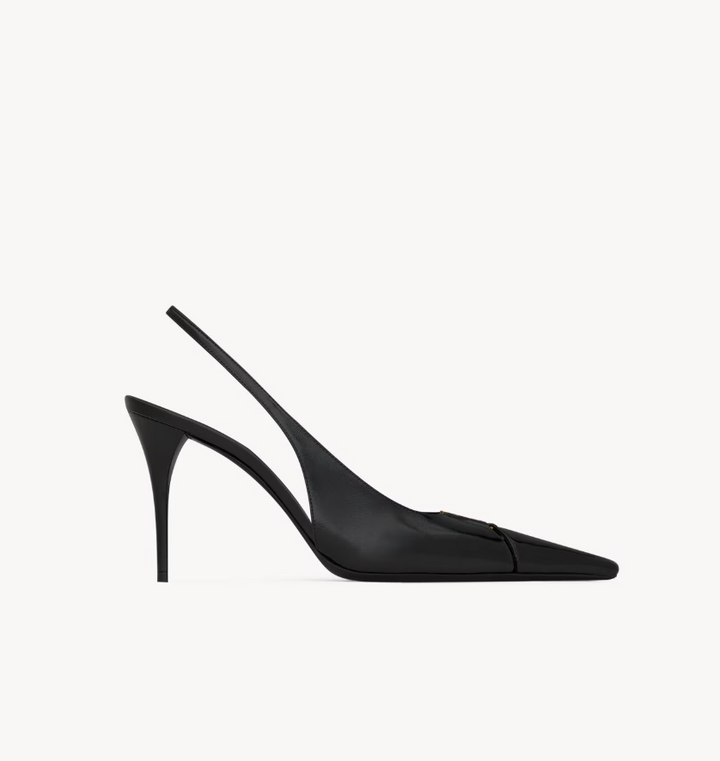 SAINT LAURENT - BABYLONE BRETEUIL slingbacks en cuir lisse