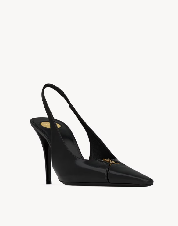 SAINT LAURENT - BABYLONE BRETEUIL slingbacks en cuir lisse