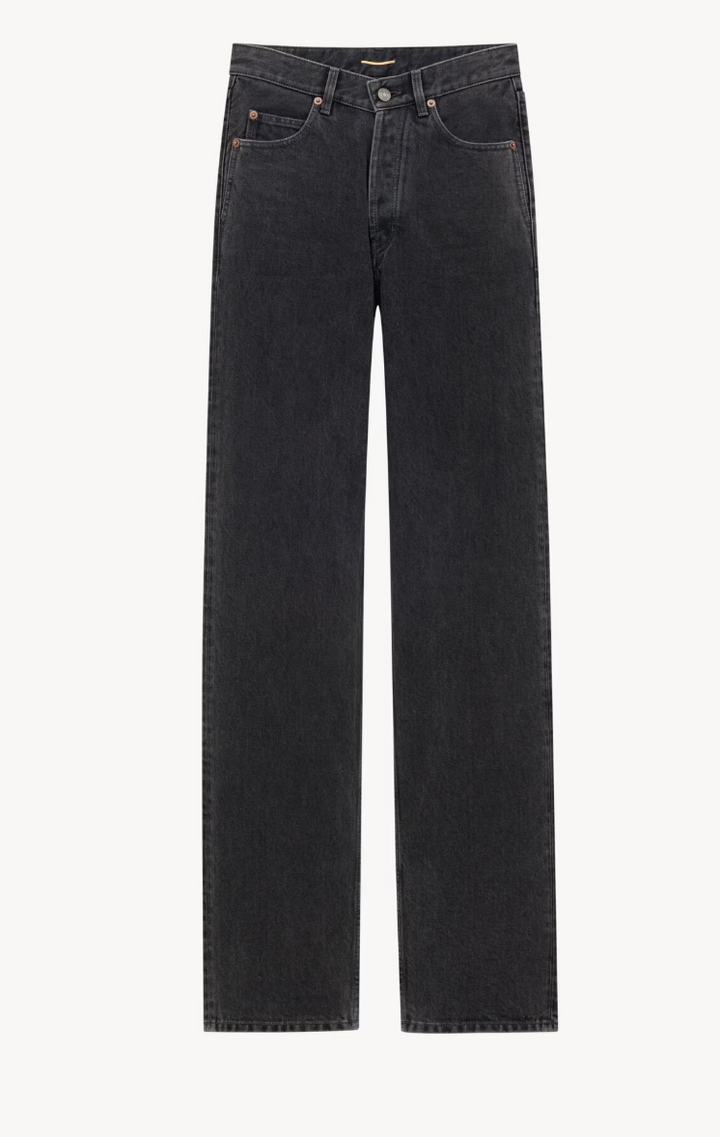 SAINT LAURENT - Jean V-Waist long baggy en denim french black