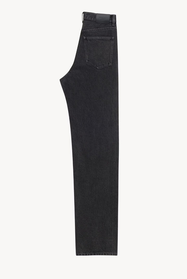 SAINT LAURENT - Jean V-Waist long baggy en denim french black