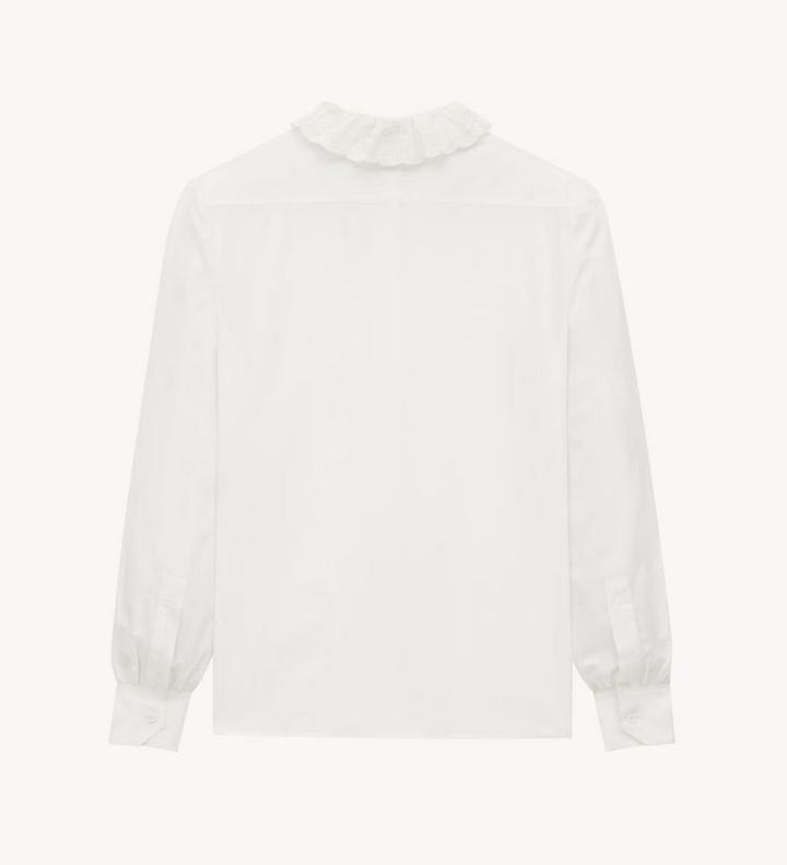 SAINT LAURENT - Chemise à col pierrot en popeline de coton