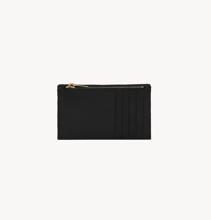 SAINT LAURENT - CASSANDRE FRAGMENTS PORTE-CARTES à rabat EN CUIR GRAIN DE POUDRE
