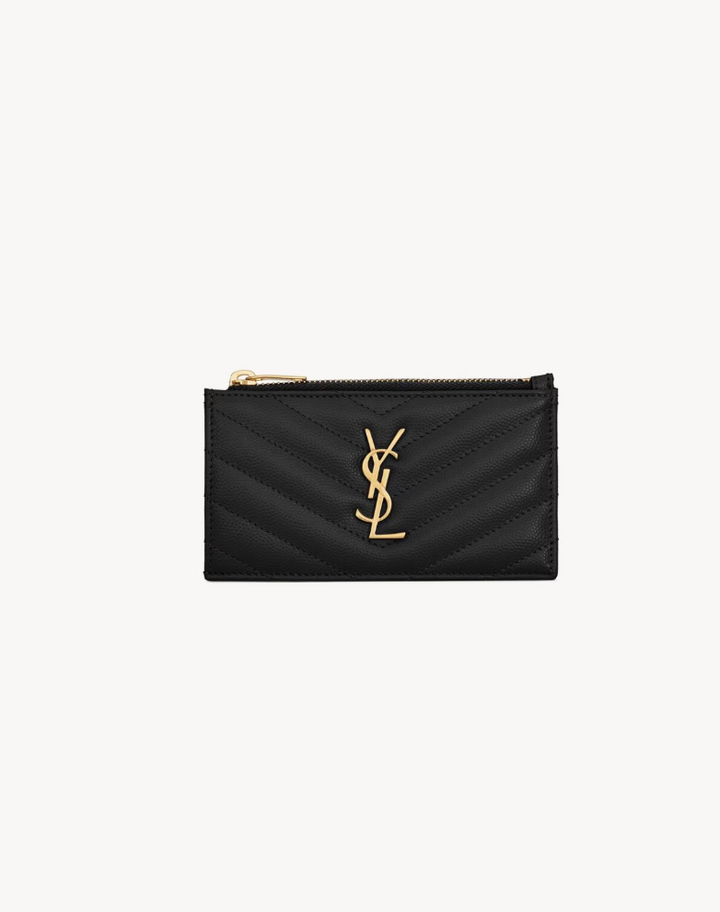 SAINT LAURENT - CASSANDRE FRAGMENTS PORTE-CARTES EN CUIR GRAIN DE POUDRE