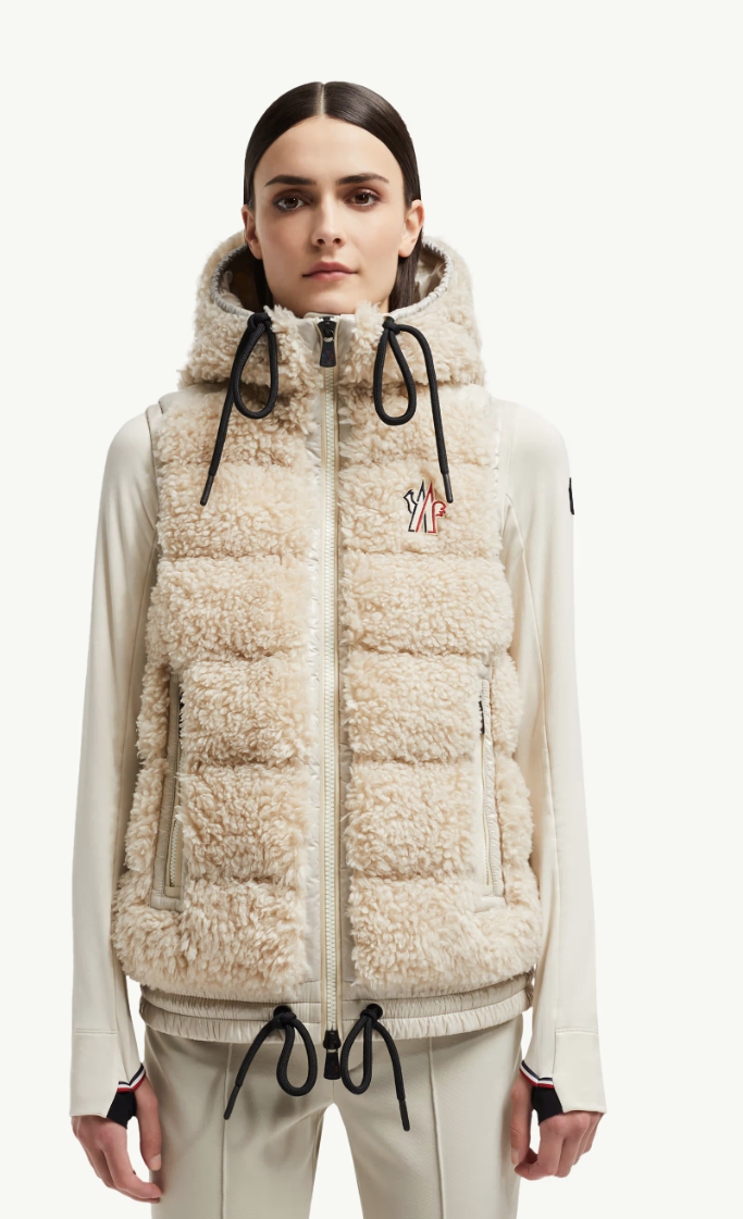 MONCLER - Gilet zippé en teddy matelassé
