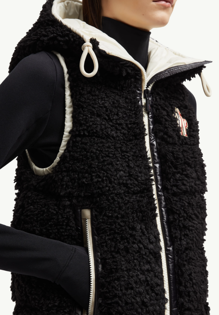 MONCLER - Gilet zippé en teddy matelassé