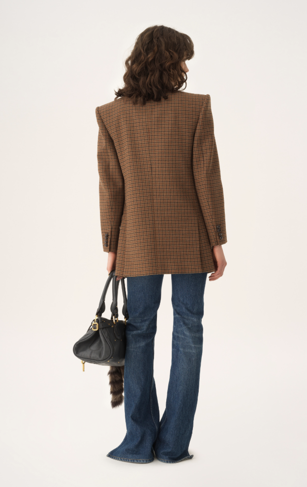 CHLOÉ - Veste blazer croisée en laine pied-de-poule