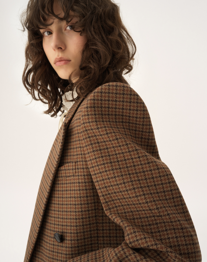 CHLOÉ - Veste blazer croisée en laine pied-de-poule