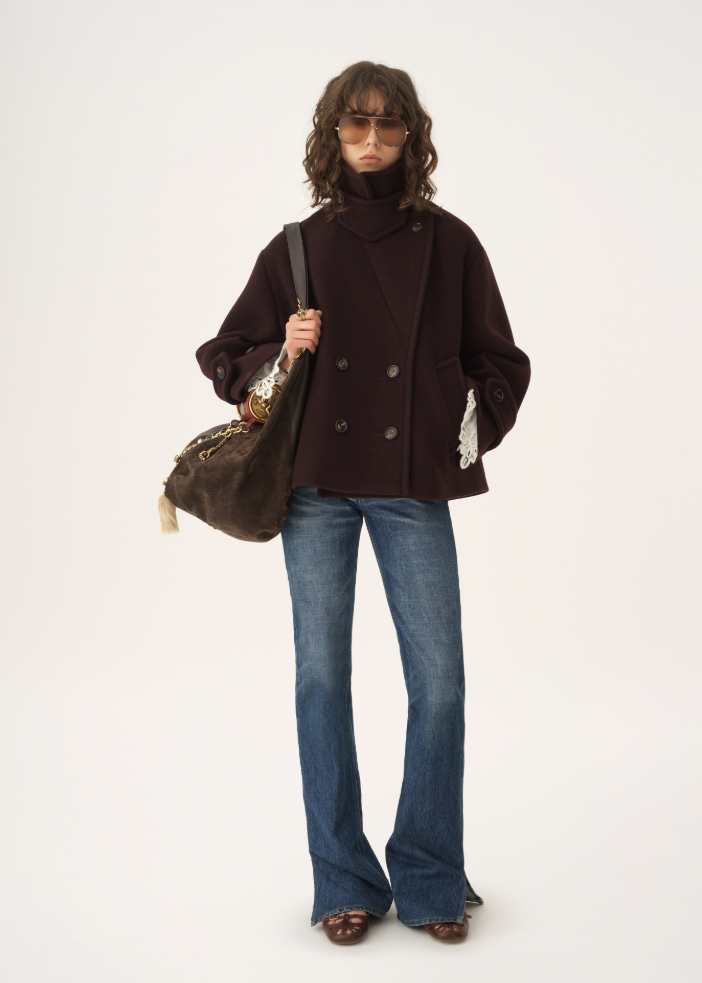 CHLOÉ - Manteau court oversize en laine
