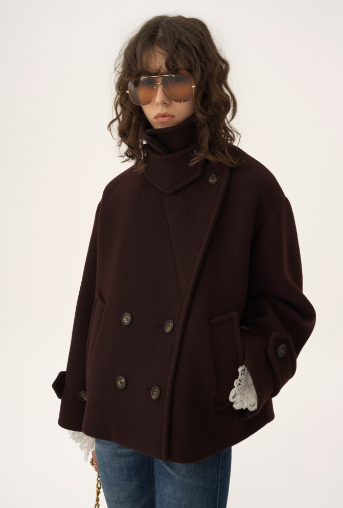 CHLOÉ - Manteau court oversize en laine