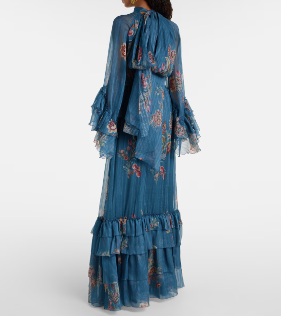 ETRO - Robe longue en mousseline à motif cachemire
